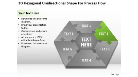 Unidirectional Shape For Process Flow Small Business Plan Template Free PowerPoint Templates