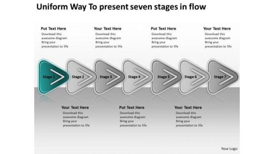 Uniform Way To Present Seven Stages In Flow Professional Business Plans PowerPoint Templates