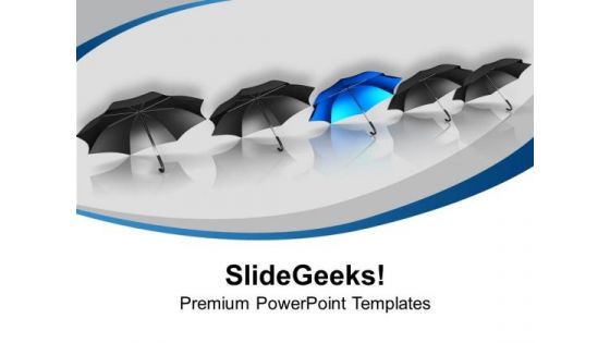 Unique Blue Umbrella With All Blacks PowerPoint Templates Ppt Backgrounds For Slides 0313