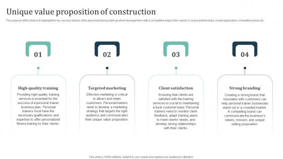 Unique Value Proposition Of Construction Group Training Business Elements Pdf