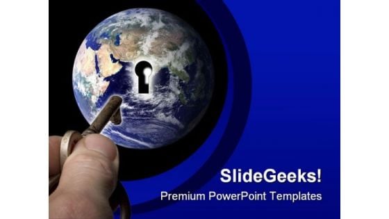 Unlock The World Globe PowerPoint Template 1110