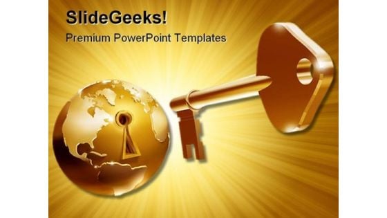 Unlock World Business PowerPoint Template 0910