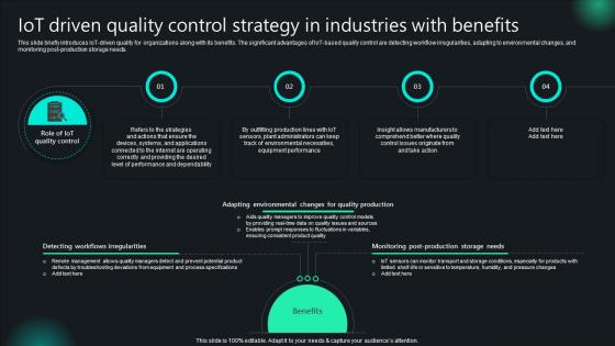 Unlocking Potential IoTs Application IoT Driven Quality Control Strategy In Industries With Benefits IoT SS V