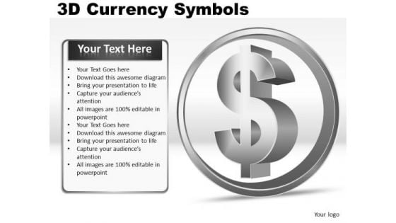 Us Dollar 3d Currency Symbol PowerPoint Slides And Ppt Diagram Templates