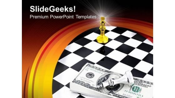 Us Dollars And Chess Board Setup Game PowerPoint Templates And PowerPoint Themes 0912