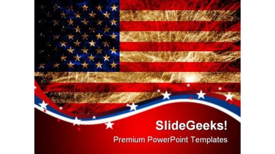 Us Flag Fireworkers Americana PowerPoint Templates And PowerPoint Backgrounds 0811