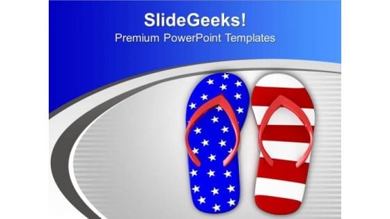 Us Flag Flip Flop For Vacation Theme PowerPoint Templates Ppt Backgrounds For Slides 0513