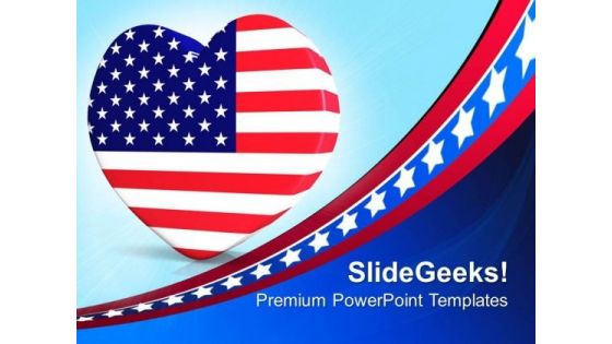 Us Flag In Heart Shape Americana PowerPoint Templates And PowerPoint Themes 0812