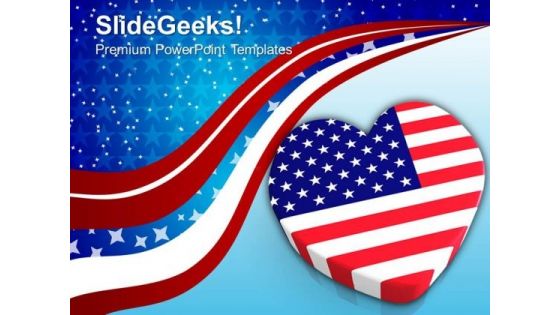 Us Flag In Heart Shape Americana PowerPoint Templates And PowerPoint Themes 0912