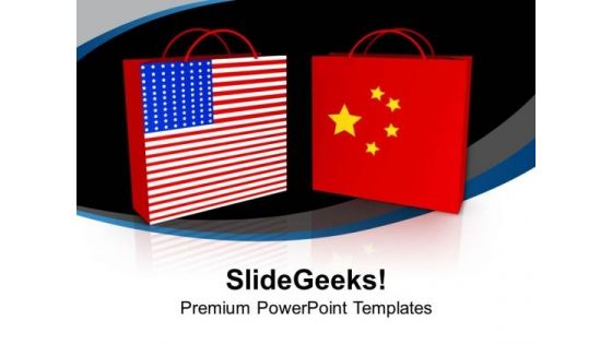 Usa And China Shopping Bags PowerPoint Templates Ppt Backgrounds For Slides 0313