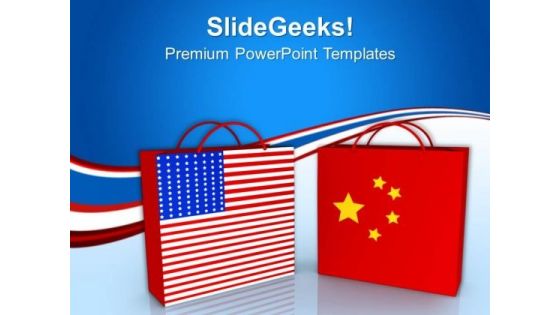 Usa And China Shopping Bags Sales PowerPoint Templates Ppt Backgrounds For Slides 0213