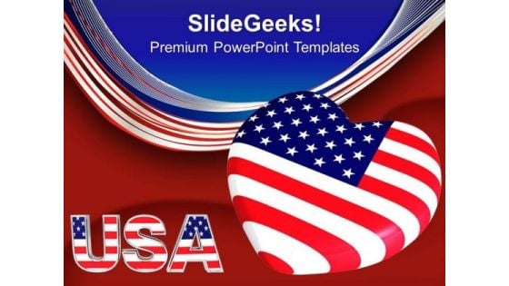 Usa Flag With Heart Americana PowerPoint Templates And PowerPoint Themes 0712