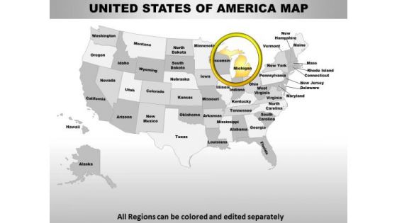 Usa Michigan State PowerPoint Maps
