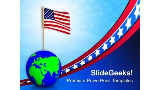 Usa On The Globe American Independence PowerPoint Templates Ppt Backgrounds For Slides 0913