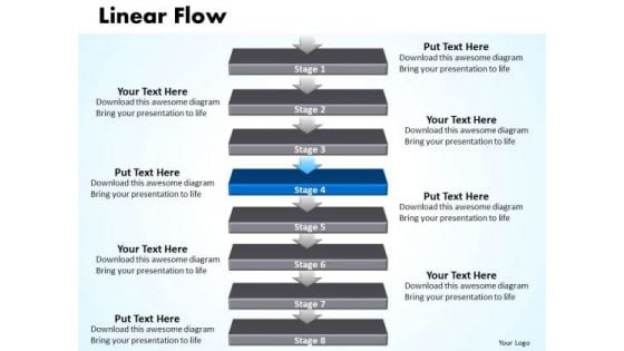 Usa PowerPoint Template Linear Flow 8 Stages Business Communication Graphic