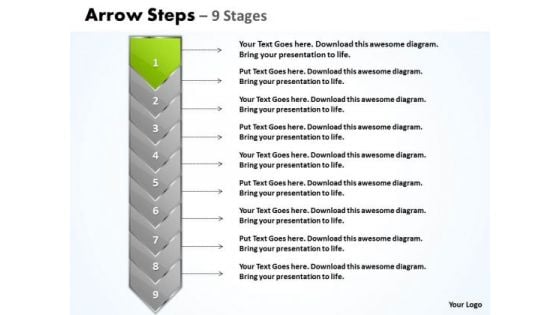 Usa Ppt Green And Orange Arrow 9 Power Point Stage Business Strategy PowerPoint 2 Image