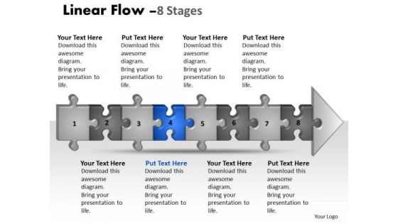 Usa Ppt Template Linear Flow 8 State Diagram Style1 Business Management PowerPoint 5 Image