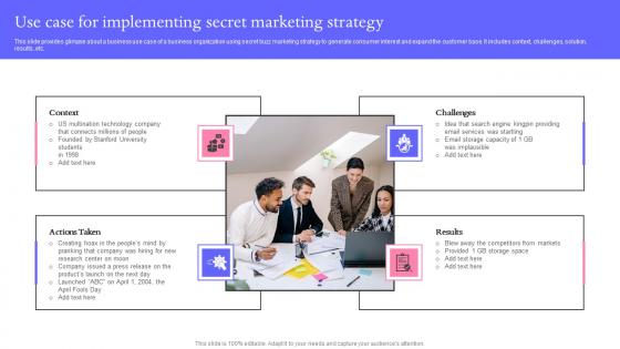 Use Case For Implementing Secret Buzz Marketing Techniques For Engaging Formats Pdf