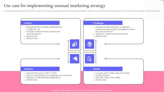 Use Case For Implementing Unusual Buzz Marketing Techniques For Engaging Mockup Pdf