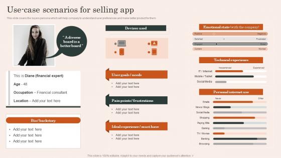 Use Case Scenarios Selling App Mobile App Development And Advertising Service Background Pdf