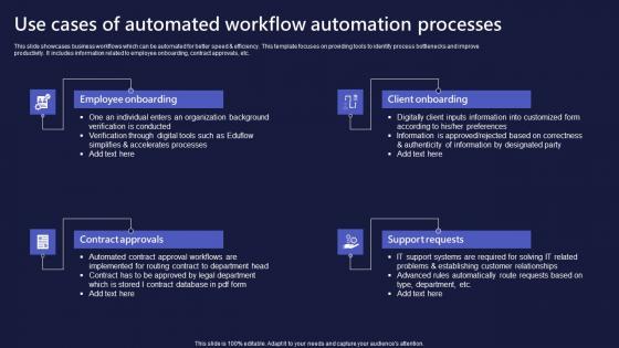 Use Cases Of Automated Workflow Automation Processes Template Pdf