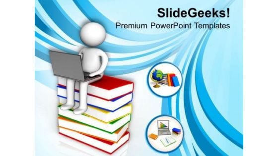 Use Computer Instead Of Dozen Of Books PowerPoint Templates Ppt Backgrounds For Slides 0613