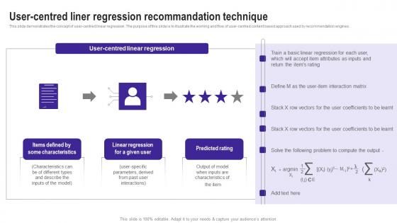 User Centred Liner Regression Recommandation Use Cases Of Filtering Methods Demonstration Pdf