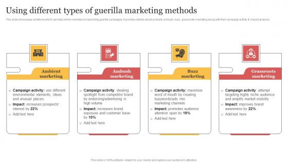 Using Different Types Of Guerilla Marketing Methods Organizing Buzzworthy Social Inspiration Pdf