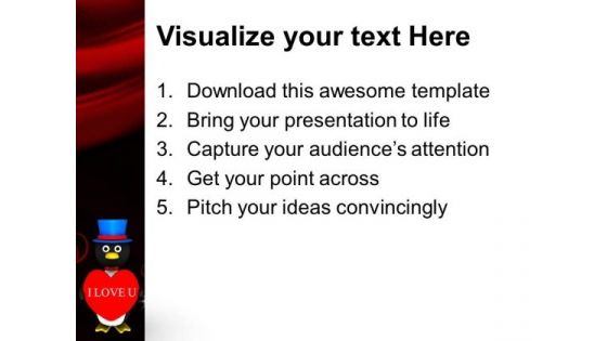 Valentine Penguin Celebration PowerPoint Templates Ppt Backgrounds For Slides 0213