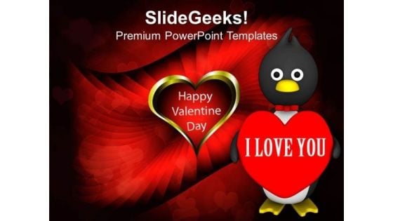 Valentine Penguin Isolated Winter PowerPoint Templates Ppt Backgrounds For Slides 0213