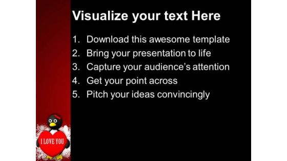 Valentine Penguin Shape Love PowerPoint Templates Ppt Backgrounds For Slides 0213