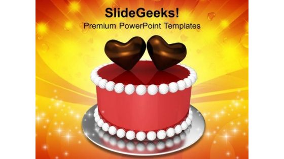 Valentines Cake With Hearts Love PowerPoint Templates Ppt Backgrounds For Slides 0213
