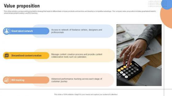 Value Proposition Content Management Platform Investor Funding Elevator Pitch Deck