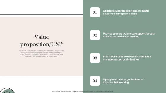 Value Proposition USP Mobile Solution Company Investor Fund Raising Pitch Deck Demonstration Pdf