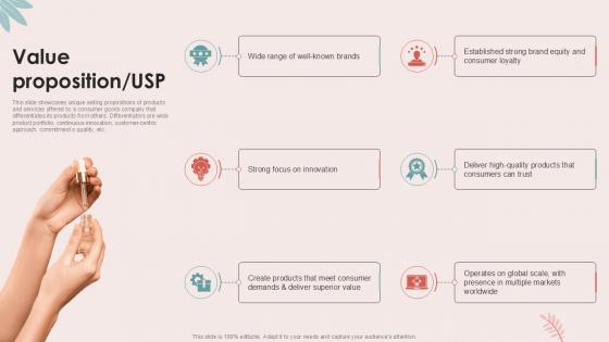 Value Proposition Usp Personal Care Company Investor Ppt Example