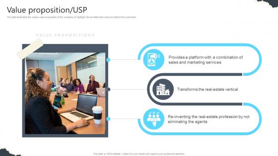 Value Proposition Usp Real Estate Platform Investor Funding Elevator Pitch Deck