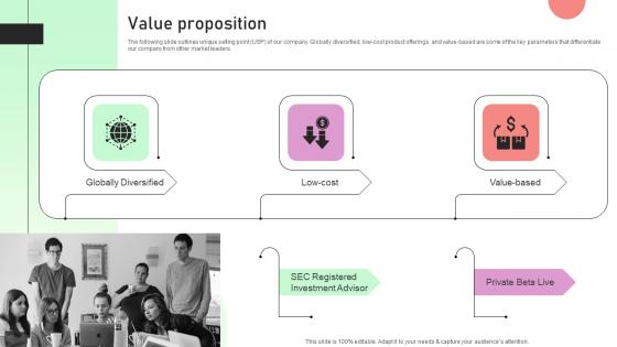 Value Proposition Value Based Investor Financing Pitch Deck Clipart Pdf