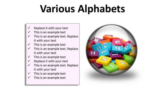 Various Alphabets Education PowerPoint Presentation Slides C