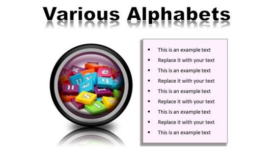 Various Alphabets Education PowerPoint Presentation Slides Cc