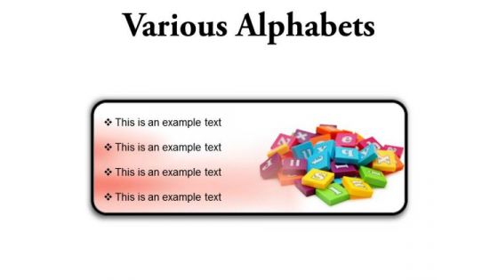 Various Alphabets Education PowerPoint Presentation Slides R