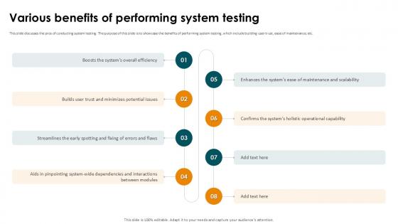 Various Benefits Of Performing System Smoke Testing Ppt Sample Various Benefits Of Performing System Smoke Testing Ppt Sample