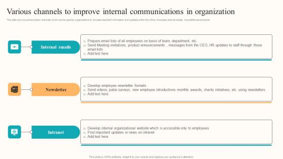 Various Channels To Improve Internal Communications In Organization Introduction Pdf