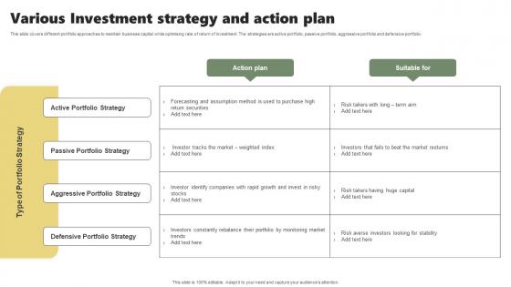 Various Investment Strategy And Action Plan Rules Pdf