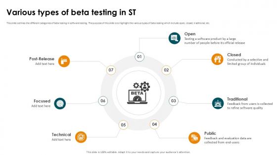 Various Types Of Beta Testing In ST Smoke Testing Ppt Template