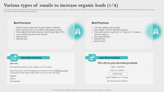 Various Types Of Emails To Increase Innovative Business Promotion Ideas Designs Pdf