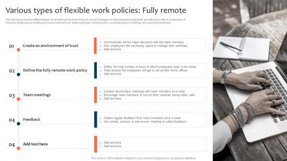 Various Types Of Flexible Work Policies Fully Remote Optimizing Staff Retention Rate Microsoft Pdf