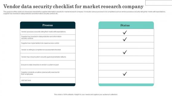 Vendor Data Security Checklist For Market Research Company Sample Pdf