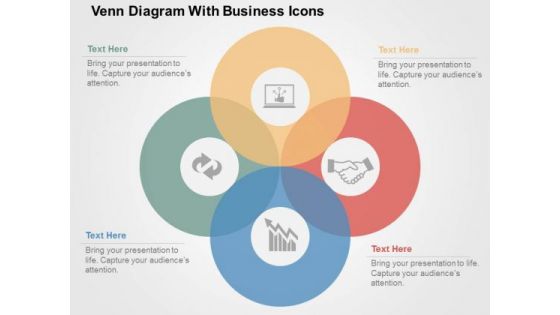 Venn Duagram With Business Icons PowerPoint Template