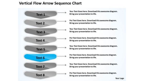 Vertical Flow Arrow Sequence Chart Outline Of Business Plan PowerPoint Templates