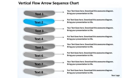 Vertical Flow Arrow Sequence Chart Subway Business Plan PowerPoint Slides
